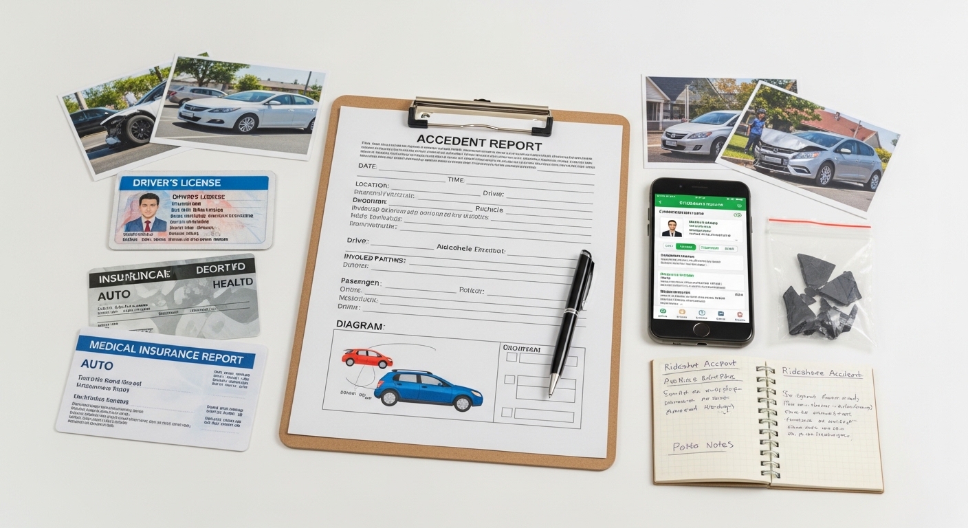 Documentación y evidencia en caso de accidente de rideshare