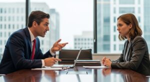 Gráfico ilustrativo de un abogado preparando a un testigo para el juicio