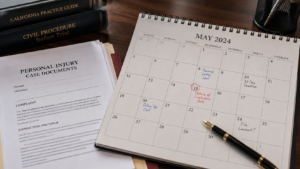 Calendario y documentos legales sobre plazo de lesiones personales